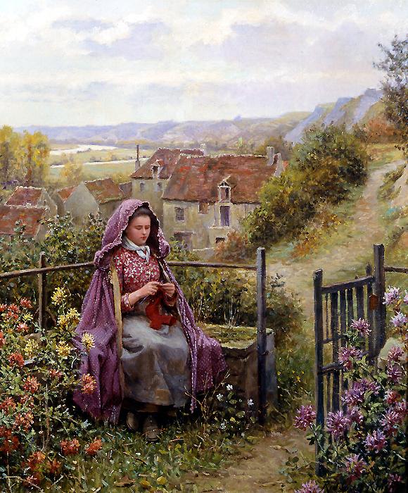 Daniel Ridgeway Knight In the Garden oil painting image